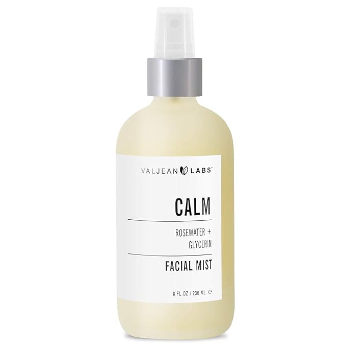 VALJEAN LABS Face Mist - Calm | Rosewater + Glycerine | Calms, Moisturizes, Soothes | Helps to Even Complexion | Paraben Free, Cruelty Free, Made in USA (8 oz)