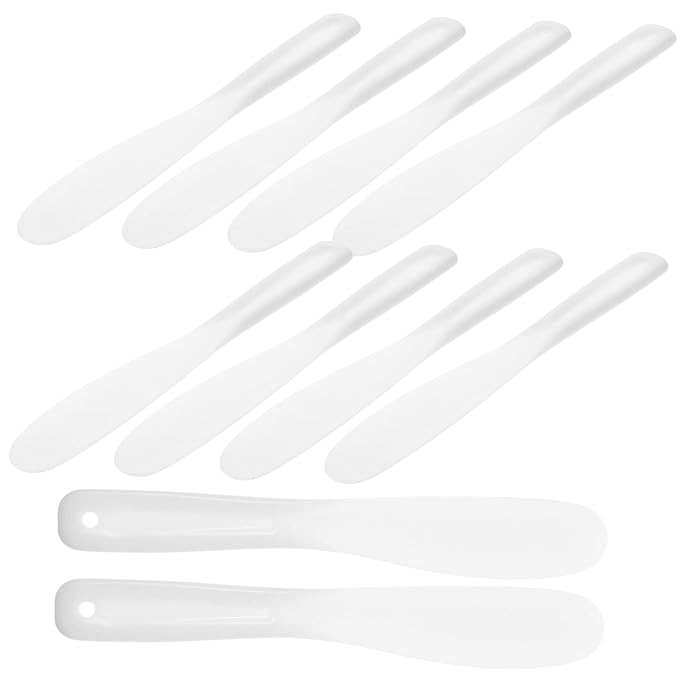 Beaupretty 10pcs Tool Stick White Makeup Silicone Makeup Spatula Mini Silicone Spatula Silicone Stirring Tools Spatulas Cosmetic Long Spatula Barber Film Stick Face
