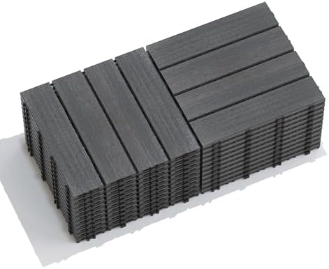 Wood Plastic Composite Interlocking Patio Deck Tiles, 22 Pack 12"x12" Premium by Afqxf