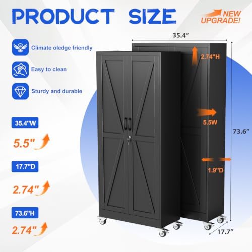 GAIOUS 73.6" Tall Metal Storage Cabinet - Image 2
