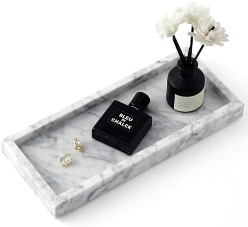 Real Natural Small Marble Tray for Bathroom, Kitchen Counter by Zilukar
