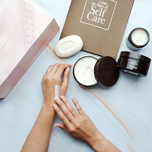 JUARA - Bali Spa-liday Gift Set with Self- Care Calendar | Candlenut Bundle | Includes Bar Soap, Body Polish, Body Creme, Hope Candle, and 30-Day Calendar | Cruelty, Paraben and Sulfate Free | 5pc