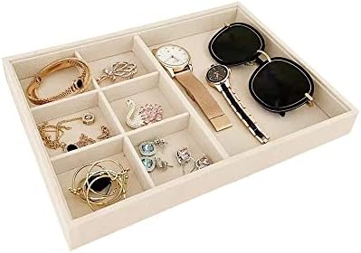 Premium Grade Beige Velvet Jewelry Organization Tray Multifunction 6 Grid Open by SVEADISPLAY