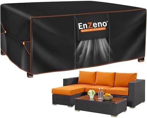 Enzeno Patio Furniture Cover Outdoor Waterproof 86"L x 86"W x 35"H by Enzeno