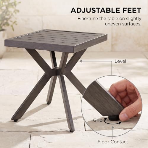 Aluminum Outdoor Side Table for Patio, 17.7" Square - Image 7