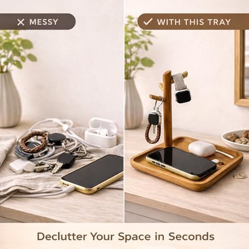 Acacia Wood Key Tray for Entryway Table - Image 4