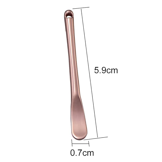 4 Pieces Zinc Alloy Makeup Spatula Eye Cream Spoon Beauty Scoop Mini Spoon Makeup Beauty Spoons Mini Cosmetic Skincare Spatula for Cream Lotions, Cylindrical Handle Type, Rose-Gold