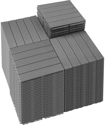 PrimeZone 108 PCS Plastic Interlocking Patio Deck Tiles Outdoor All Weather by PrimeZone