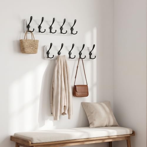 WEBI Coat Rack Wall Mount, Wood Coat Hooks Wall Mounted Coat Hanger, Wall Hook - Image 5