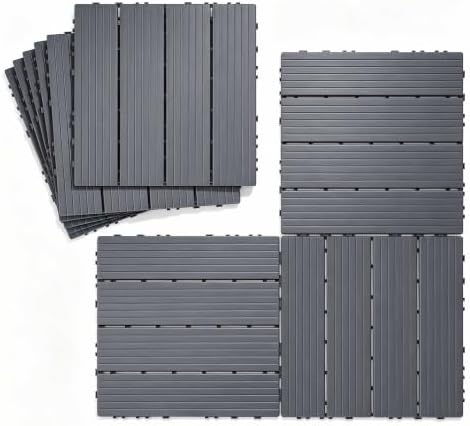 9 PCS 12x12 Inch Plastic Interlocking Deck Tiles by Unknown