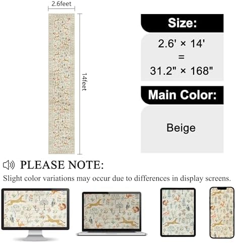 DUKINO 2.6x14 Runner Rug for Hallway, Washable Animal Rug Non Slip - Image 2