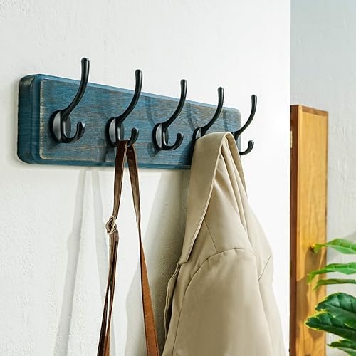 Dseap Coat Rack Wall: Patented, Heavy-Duty, 5-Double-Hooks Wooden Wall Mounted - Image 6