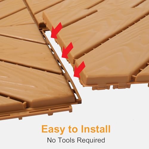 27 PCS Interlocking Deck Tiles, 12x12 PE Plastic Patio Flooring, Outdoor & - Image 4