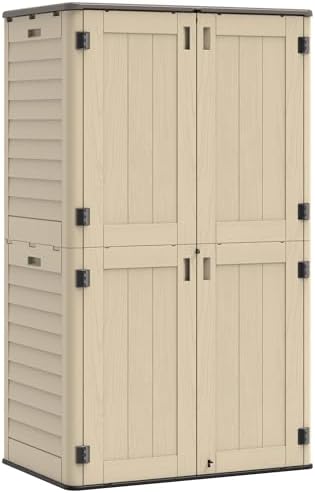Outdoor Storage Shed Waterproof, 61 Cu.Ft Tall Vertical Resin Sheds by IWDOO