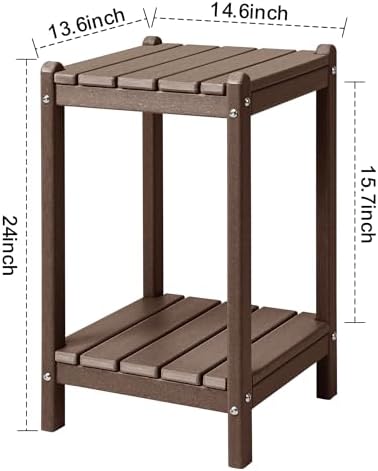 LZRS 24" Double Adirondack Outdoor Side Table, Pool Composite Patio Table - Image 3