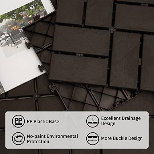 Domi Plastic Interlocking Deck Tiles, 9 Pieces One Pack, Dark Brown - Image 5