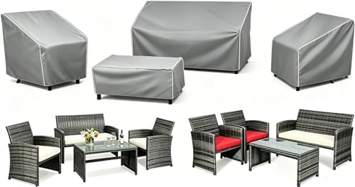 STARTWO Outdoor Furniture Cover 4 Piece Set, Small 420D by STARTWO