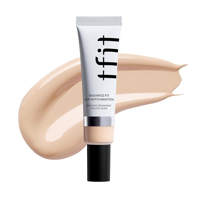 TFIT Radiance Fit Serum Foundation - Flawless Coverage, Dewy finish, Long-lasting, Lightweight, Korean Makeup,1.05 Oz. (N02 Nude, 1.05 Oz.)
