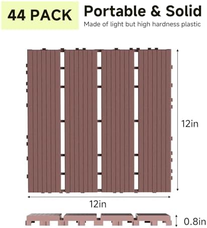 Rovibek 44 PCS Interlocking Deck Tiles, All Weather Patio Tiles - Image 2