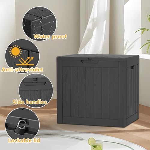 PatioZen 30 Gallon Resin Deck Box, Lockable Outdoor Storage Box - Image 3