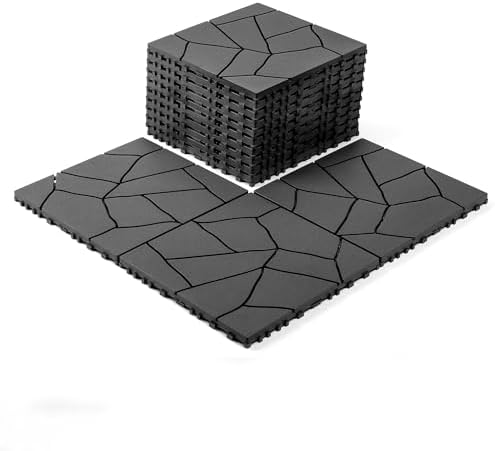44 Pack Interlocking Deck Tiles, All-Weather Outdoor Deck Tiles by Unknown