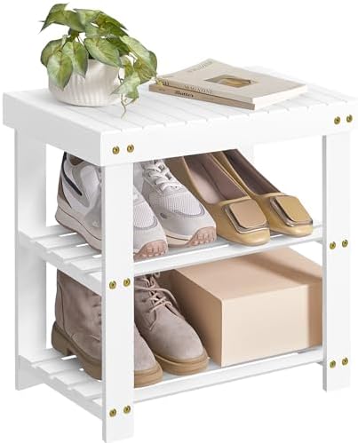 SONGMICS Shoe Rack Bench, 3-Tier Bamboo Entryway Bench, 19.7 Inches Width by SONGMICSbySONGMICSHOME