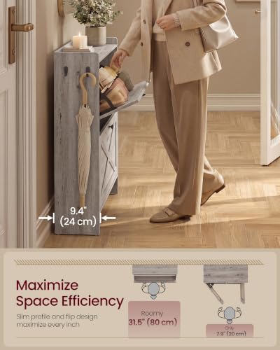 VASAGLE Narrow Shoe Storage Cabinet Organizer - Image 4