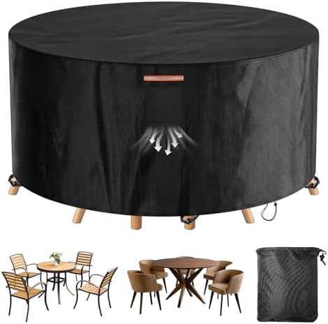 Patio 70" Round Table Chair Cover Waterproof 420D Heavy Duty Windproof Outdoor by MIFXIN