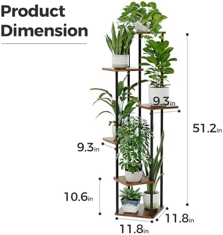 Bamworld Tall Plant Stand Indoor Corner Plant Shelf - Image 5