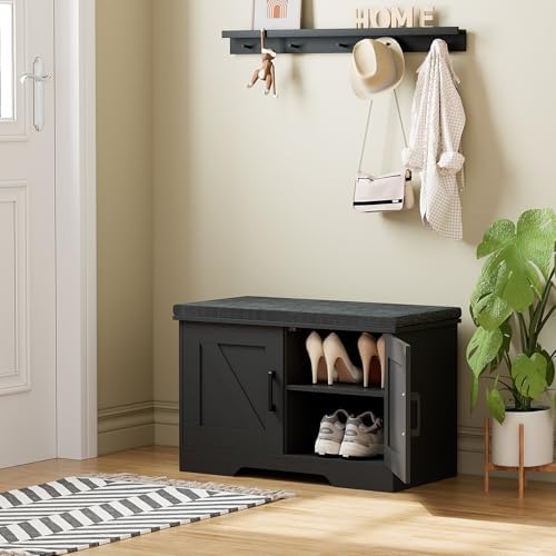 HOMSHO Farmhouse Shoe Storage Bench - Image 2