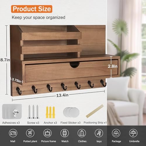 Key Holder Wall Mount, Mail Organizer - Image 2