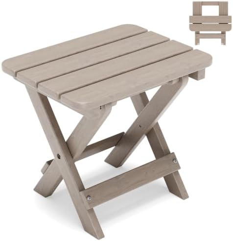 Folding Outdoor Side Table, Small HDPE Patio Table, All-Weather Compact by Polyhouz