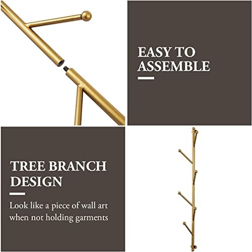 MyGift 2.5 Ft Gold Metal Tree Branch Wall Mounted Hat & Coat Rack - Image 2