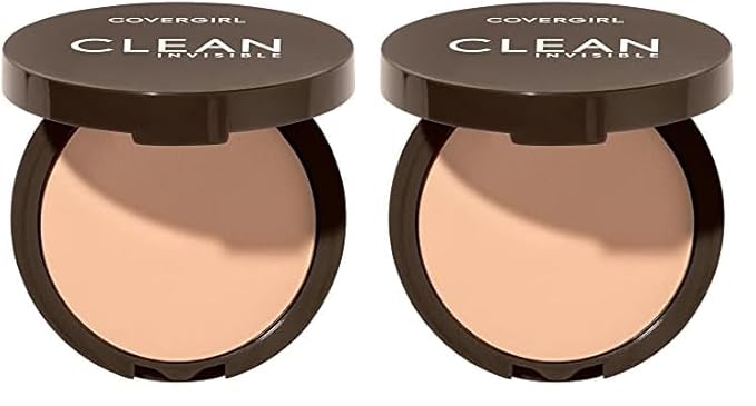 Covergirl Clean Invisible Pressed Powder, Lightweight, Breathable, Vegan Formula, Buff Beige 125, 0.38oz (Pack of 2)