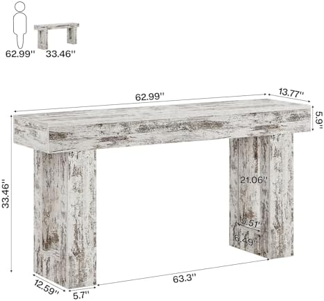 Tribesigns 63-Inch Long Console Table, Wooden Rectangular Sofa Table Behind The - Image 2