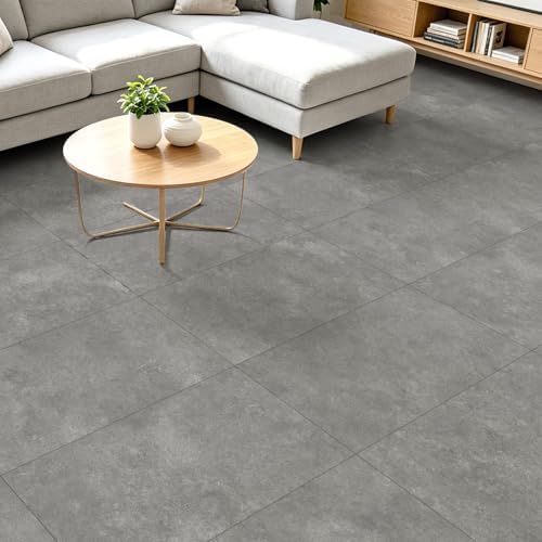 Art3d Marble Textured Click-Lock SPC Floor Tiles, Cement Grey - Image 2