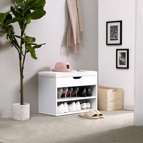 VASAGLE Storage Bench with Cushion, Shoe Bench, Hidden Storage - Image 2
