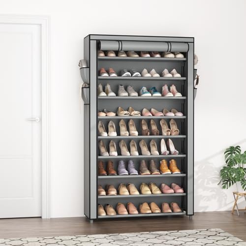LANTEFUL Shoe Rack with Covers 10 Tier Tall Shoe Rack Organizer Large Capacity - Image 2