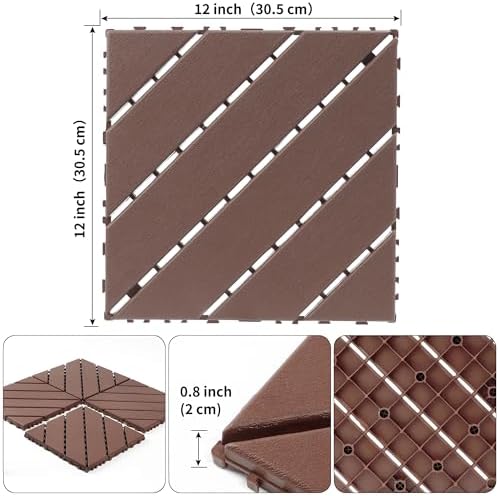 Plastic Interlocking Deck Tiles, 44 Pack, Non-Slip Patio Floor Decking Tiles - Image 2