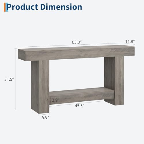GarveeHome 63" Farmhouse 2-Tier Console Table - Image 2