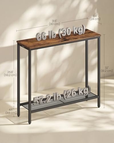 VASAGLE 31.5" Console Table, Narrow Behind Couch Table, 2 Tier - Image 5