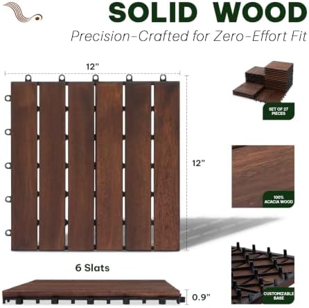 Acacia Interlocking Deck Tiles, 6 Slats - Image 2