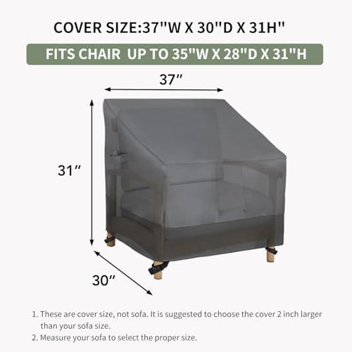 Easy-Going Heavy Duty Outdoor Chair Cover, 2 Pack-37Wx30Dx31H inch - Image 2