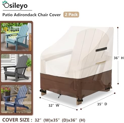 Adirondack Chair Covers 2 Pack, Waterproof Heavy Duty Patio Furniture Cover - Image 2