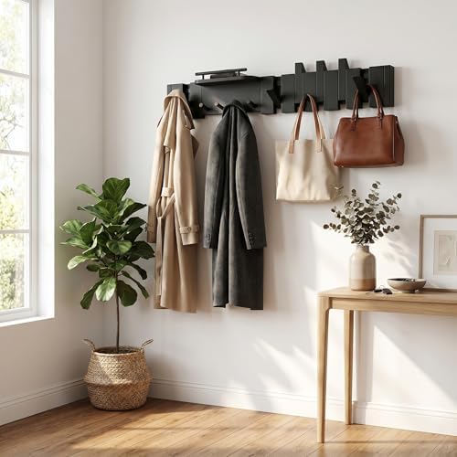 Mid Century Modern Walnut Foldable Entryway Wall Coat Hanger Hook - Image 2