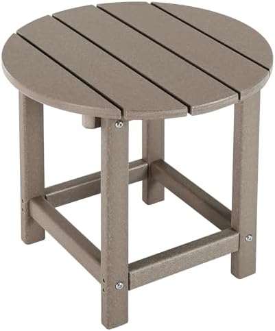 LZRS Round Adirondack Patio Side Table End Table, Outdoor Side Tables by LZRSPET