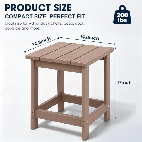 LZRS Patio Side Table, Heavy Duty HDPE Outdoor End Table - Image 3