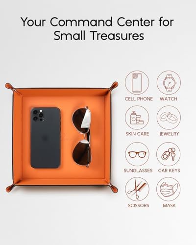 VLANDO Travel Valet Tray, Foldable PU Leather Catchall Tray - Image 6