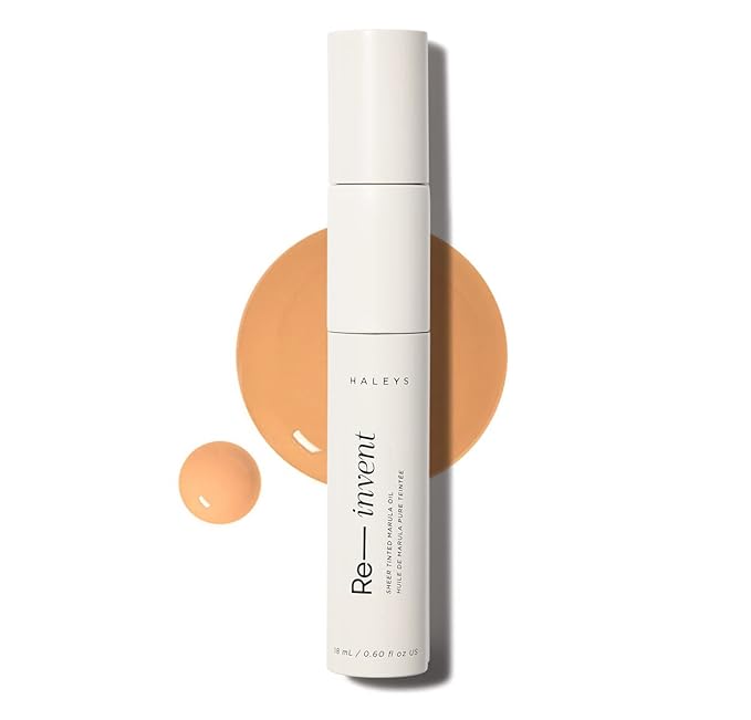 HALEYS Re-invent Sheer Tinted Marula Oil (Medium/Tan Neutral), Skin Tint, Tinted BB Moisturizer, Tinted Foundation, Face Oil, Hydrate Skin, Flexible Shades, Low to Med Coverage, For All Skin Types