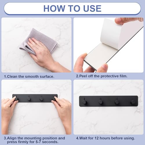 Key Holder with 4 Hooks, Adhesive Key Hanger Organizer - Image 5